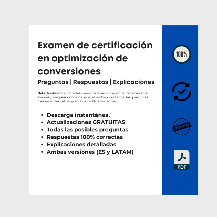 Imagen que muestra la portada del libro electrónico titulado Examen de certificación en optimización de conversiones